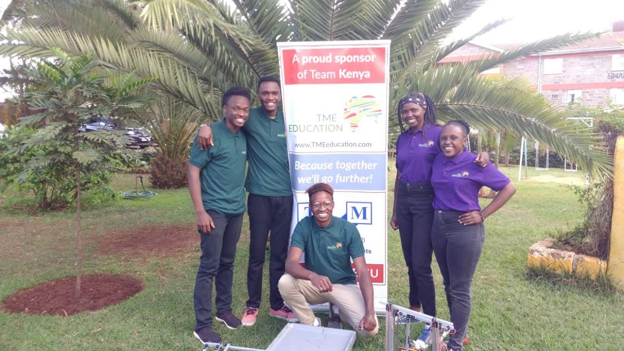 Team Kenya heading to First Global Robotics Challenge with TME Education on their banner.