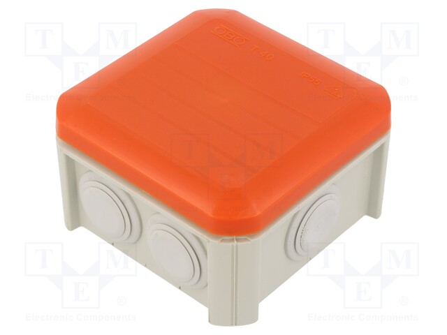 Sky pay history T 40 RO-LGR OBO BETTERMANN - Enclosure: junction box | X: 90mm; Y: 90mm; Z:  52mm; polypropylene; OBO-2007630 | TME - Electronic components