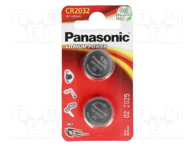 PANASONIC CR2032 B2 - Battery: lithium