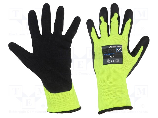 52939 WONDER GRIP - Protective gloves, Size: 9,L; green (light);  polyester; Opty; OP-280HY-L/09