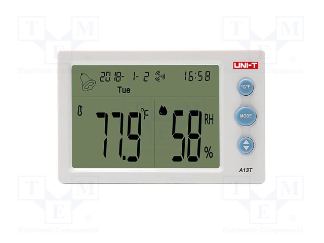 A13T | Teploměr s vlhkoměrem; LCD 4,5"; -10÷50°C; 20÷95%RH; Přesn: ±1°C
