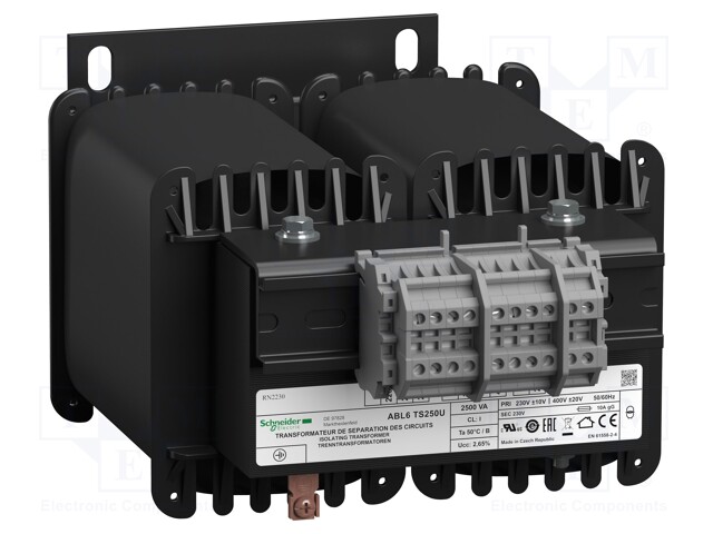 ABL6TS250U | Transformator: Netz; 2500VA; 230VAC,400VAC; 230V; Schrauben; IP00