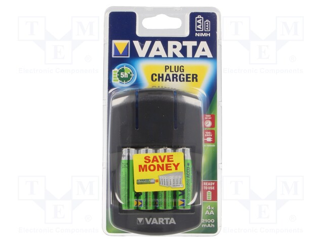 VARTA LCD PLUG CHARGER + 4XAA 2100MAH -AS - Charger: for rechargeable batteries