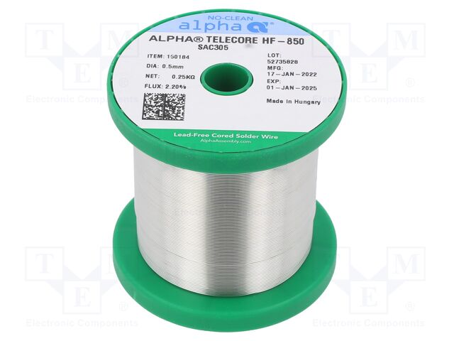 SAC305 TELECORE HF-850/122 0,5MM 250G SAC305 TELECORE HF-850/122 0,5MM 250G