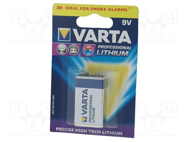 6122 VARTA - Pile: lithium, 9V; 6F22; 1200mAh; non-rechargeable; 1pc; BAT- 6F22/V