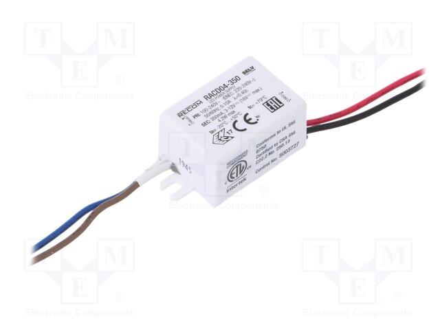 Ledsager Identificere Bevidstløs RACD04-350 RECOM - Power supply: switched-mode | LED; 4W; 3÷12VDC; 350mA;  90÷264VAC | TME - Electronic components