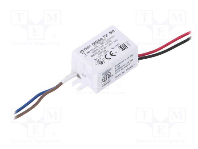 Ledsager Identificere Bevidstløs RACD04-350 RECOM - Power supply: switched-mode | LED; 4W; 3÷12VDC; 350mA;  90÷264VAC | TME - Electronic components