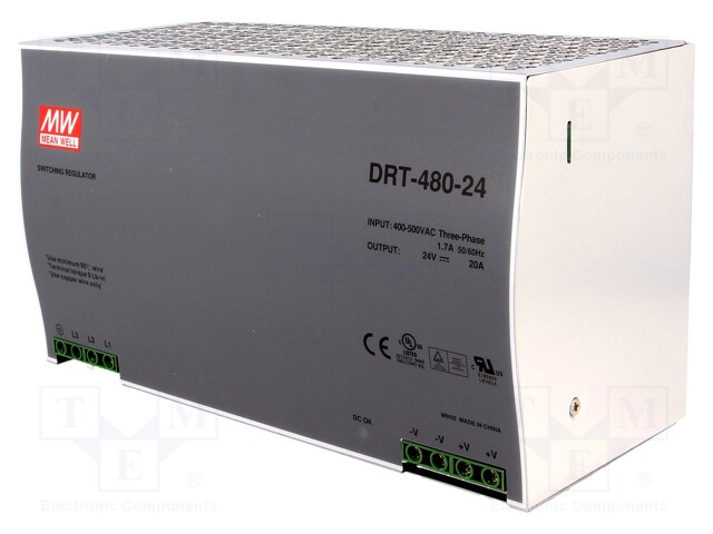 MEAN WELL DRT-480-24 - Power supply: switched-mode