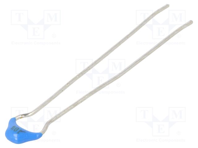50V 100nF Kondensator: Keramik MLCC THT ±10% X7R 2,5mm - Bild 1 von 5