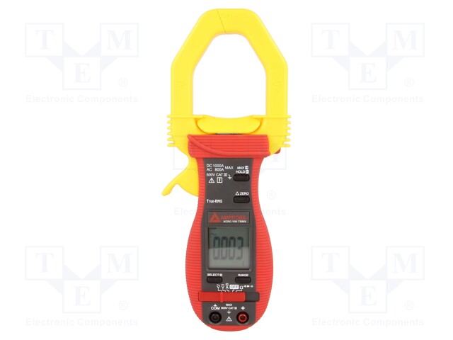 ACDC-100TRMS | Měřicí přístroj: vícefunkční; číslicový,klešťový; Økab: 50mm; LCD