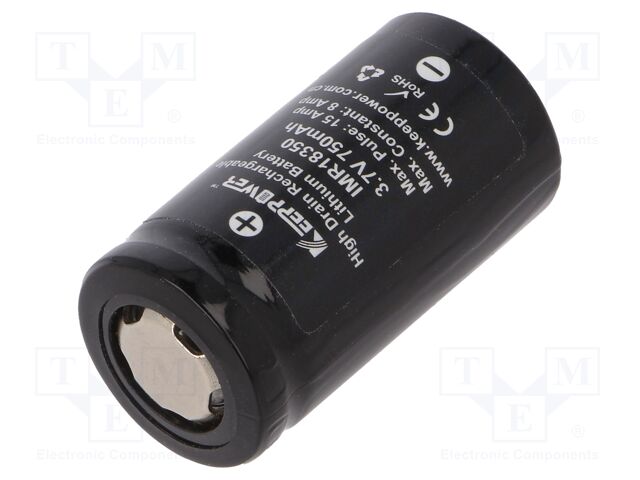 KEEPPOWER IMR18350 750MAH LI-ION - Re-battery: Li-Ion