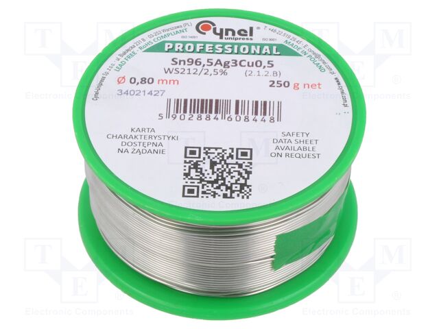 SN96,5AG3CU0,5-WS212/2,5%0.80 250 G SN96,5AG3CU0,5-WS212/2,5%0.80 250 G