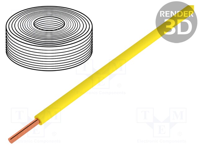 patrimonio Puñalada pelo 105-3 DONAU ELEKTRONIK - Wire | solid; Cu; 0.2mm2; PVC; yellow; 60V; 10m;  D-1053 | TME - Electronic components