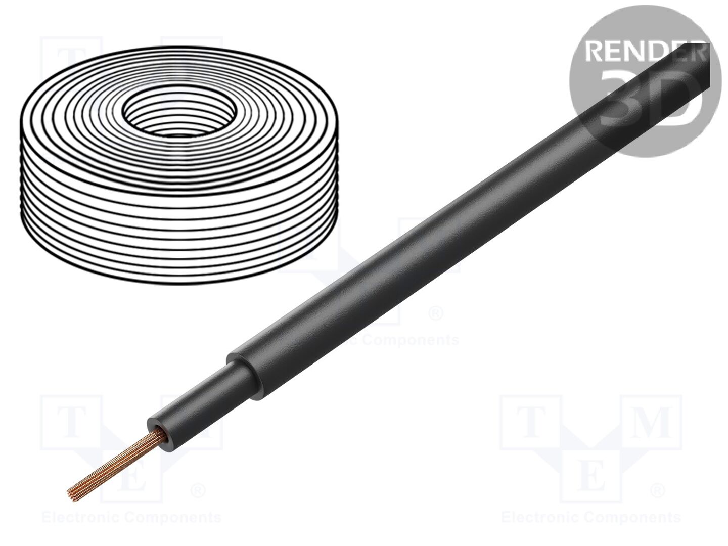 Alambre de goma redondo negro Cu 1x70mm2 trenzado H07RN-F, TITANIO - Imagen 1 de 4