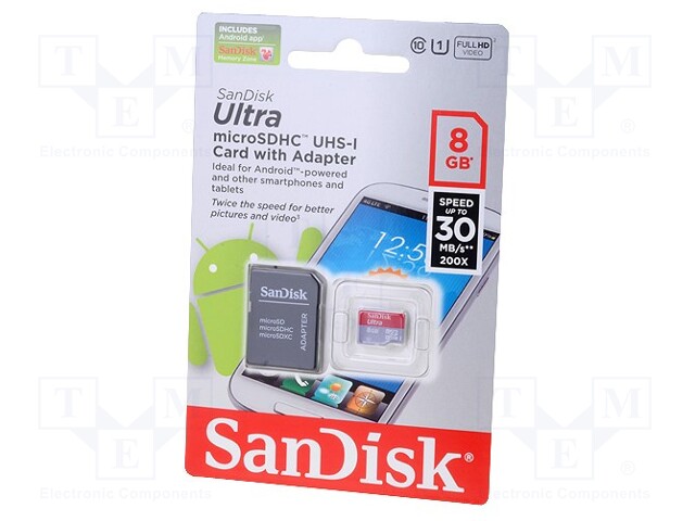 Follow provide cart MICRO-SDHC-8GB/A SANDISK - Memory card | Android; microSDHC; 8GB | TME -  Electronic components (WFS)