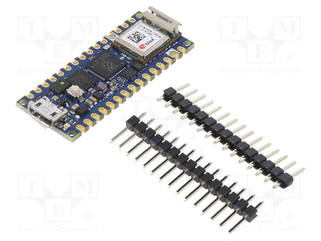 NANO RP2040 CONNECT WITHOUT HEADERS ARDUINO - Arduino Nano, pin strips,USB  micro; 133MHz; 3.3VDC; MIKROE-4443; ABX00052