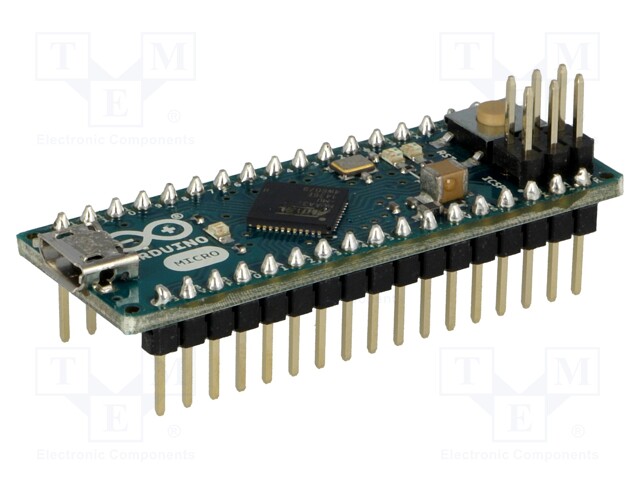 ARDUINO MICRO WITH HEADERS ARDUINO - Arduino, ICSP,pin strips,USB B micro;  ATMEGA32U4; A000053