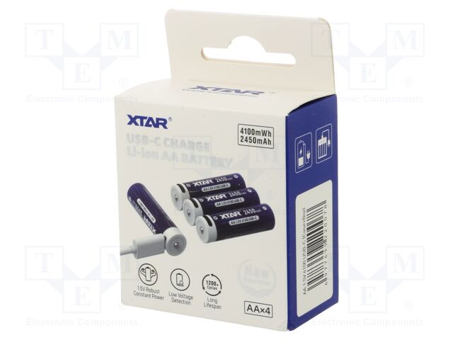 XTAR 14500-1,5V 2450MAH LI-ION AA  USB-C XTAR 14500-1,5V 2450MAH LI-ION AA  USB-C
