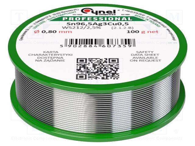 SN96,5AG3CU0,5-WS212/2,5%0.80 100 G SN96,5AG3CU0,5-WS212/2,5%0.80 100 G