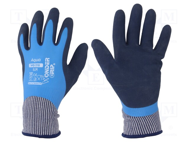 52967 WONDER GRIP - Protective gloves, Size: 8,M; blue; latex,polyamide;  Aqua; WG-318-M/08