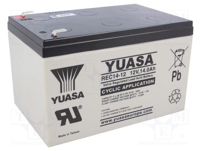 roller Worthless request REC14-12 YUASA - Re-battery: acid-lead | 12V; 14Ah; AGM; maintenance-free;  ACCU-REC14-12/Y | TME - Electronic components