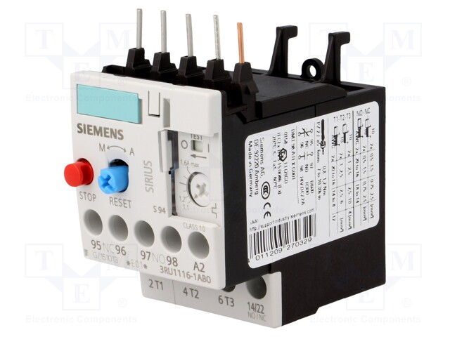 SIEMENS 3RU1116-1AB0 - Thermal relay