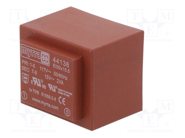 15V 133mA PCB Transformator: überzogen 117VAC 2VA - Bild 5 von 30