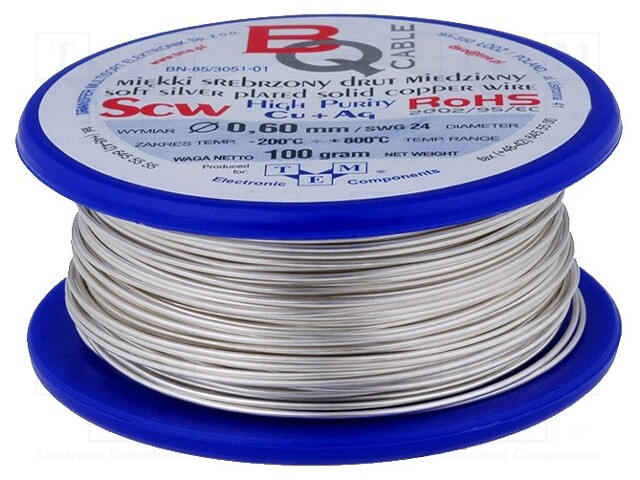 BQ CABLE SCW-0.60/100 - Silver plated copper wires