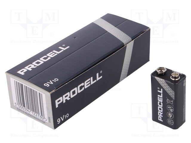 9V (6LR61) PC1604 PROCELL - Battery: alkaline, 9V; 6F22; non-rechargeable;  10pcs.; BAT-6LR61/DRPR-BOX