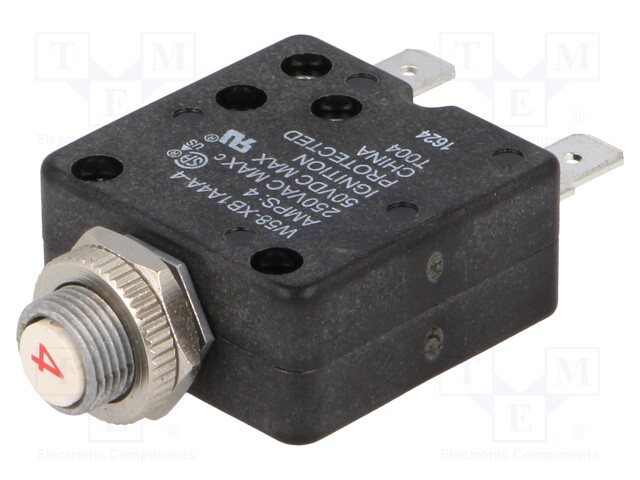 W58-XB1A4A-4 | Circuit breaker; Urated: 250VAC; 50VDC; 4A; SPST-NC; Poles: 1; MCB