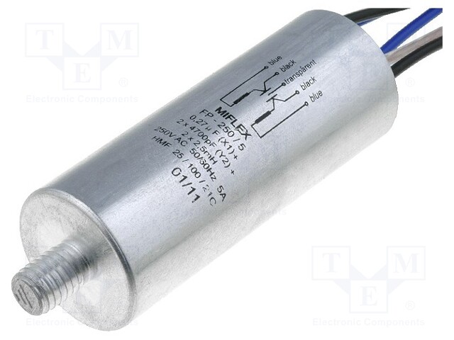 FP-250/5 MIFLEX - Filter: Entstörkondensator, Netz; 250VAC; Cx: 0,27uF;  Cy: 4,7nF