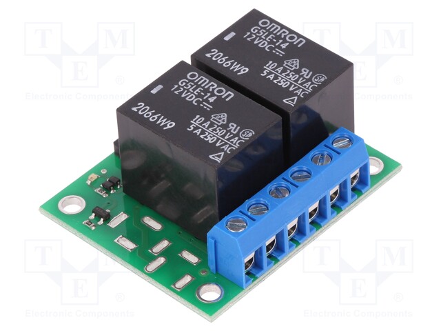 POLOLU 2-CH SPDT RELAY CARRIER WITH 12VDC RELAY - Module: relay