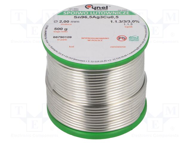 SN96,5AG3CU0,5-1.1.3 Q 2.00MM 500G SN96,5AG3CU0,5-1.1.3 Q 2.00MM 500G
