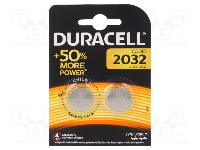 DURACELL DR2032 B2 - Battery: lithium