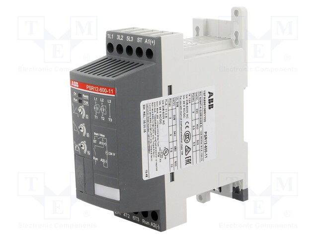 1SFA896106R1100 ABB - Module: soft-start, Usup: 208÷600VAC; for DIN rail  mounting; 12A; PSR12-600-11
