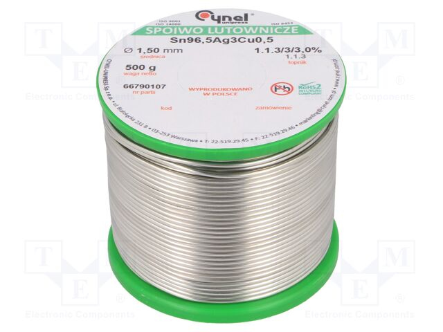 SN96,5AG3CU0,5-1.1.3 Q 1.50MM 500G SN96,5AG3CU0,5-1.1.3 Q 1.50MM 500G