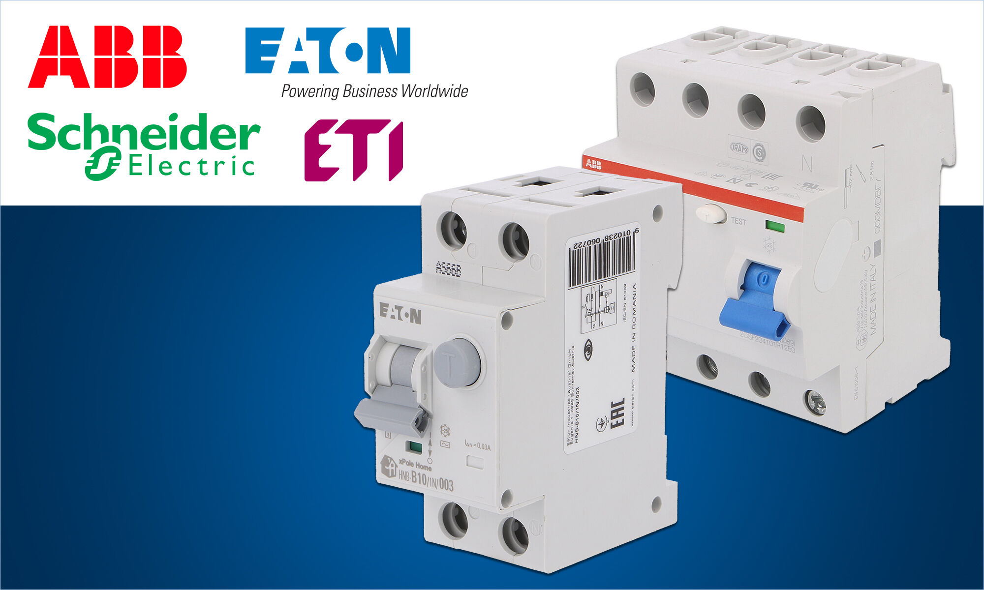 Circuit breakers from renowned brands