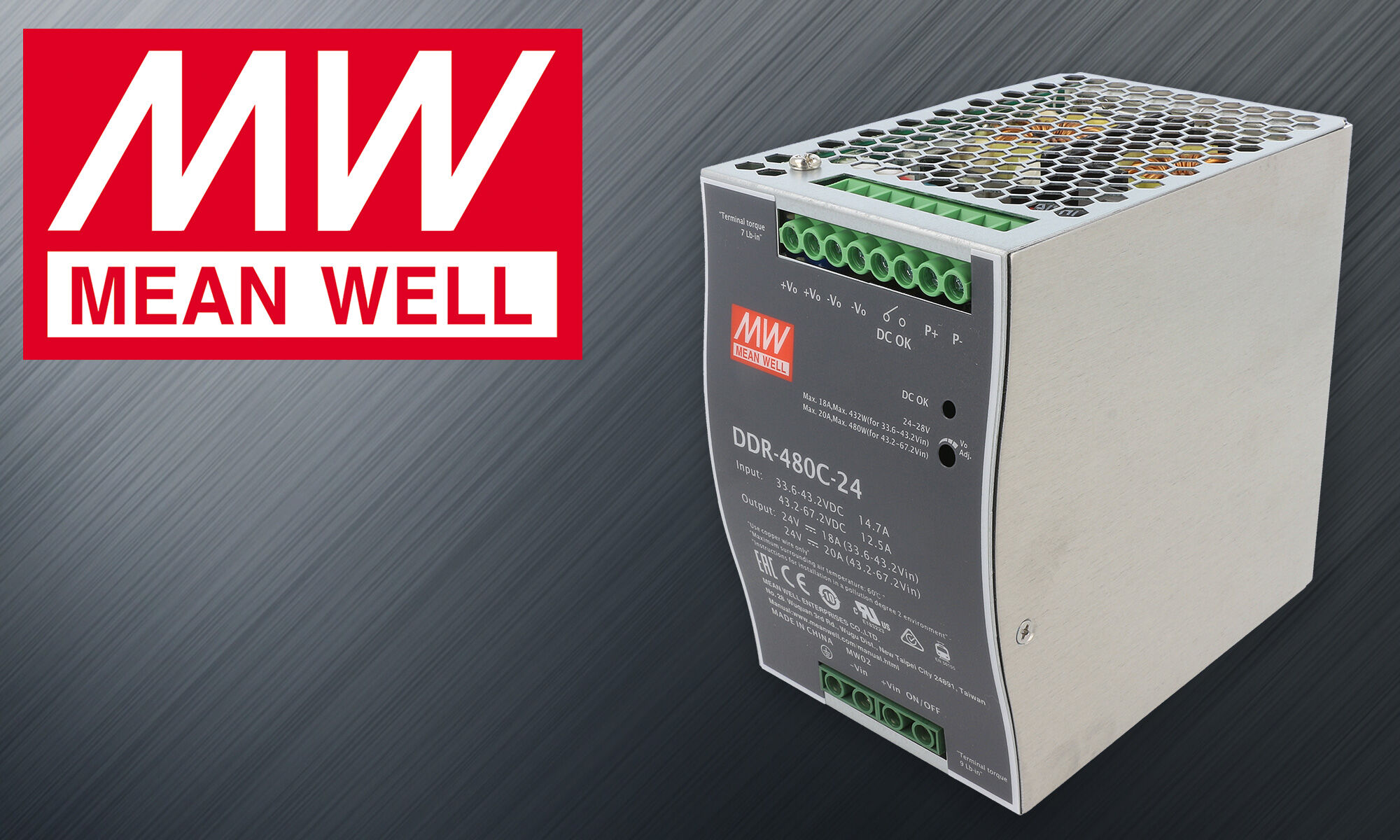 Serie DDR-480 MEAN WELL – fuente de alimentación eficiente en pequeñas dimensiones