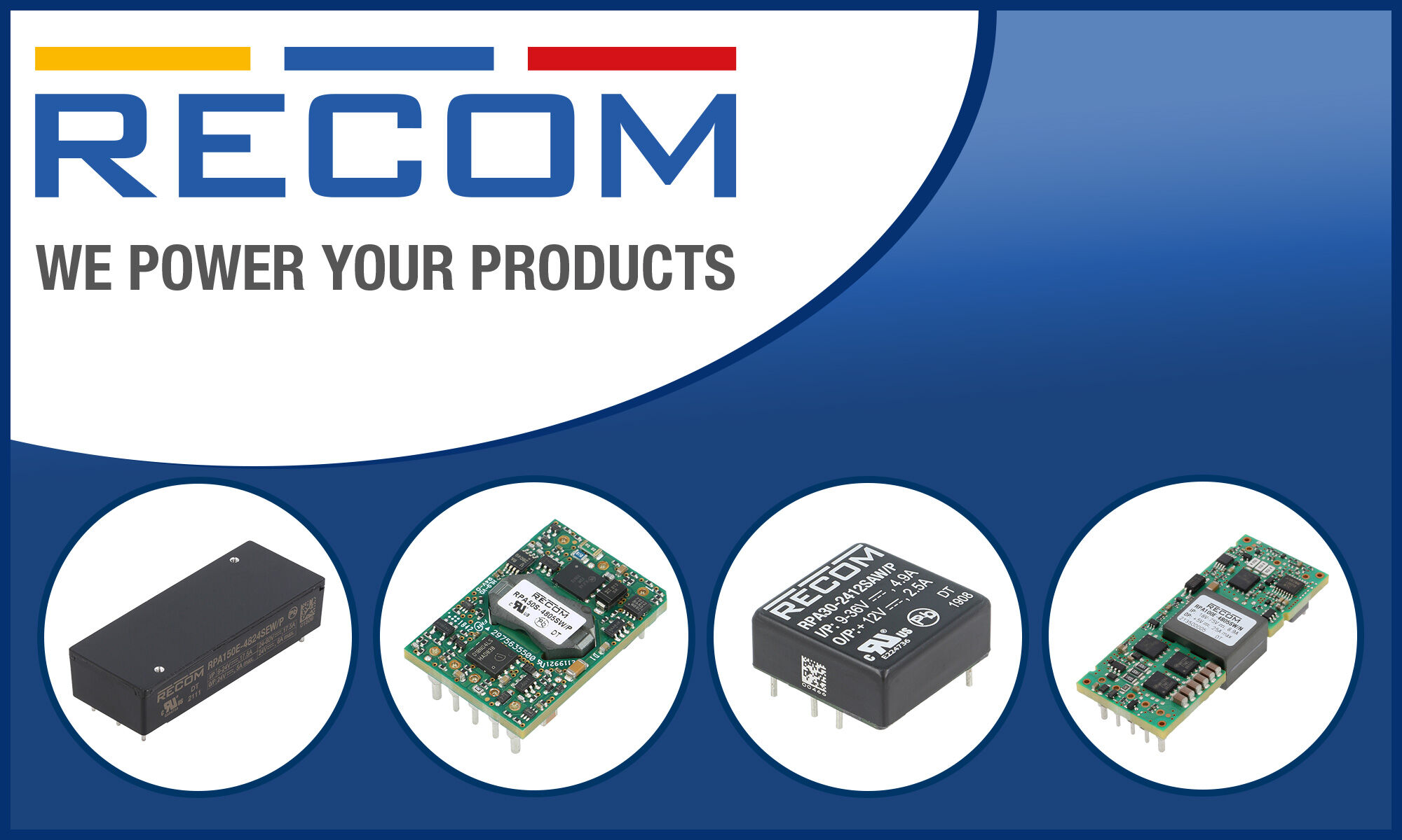 Convertidores DC/DC con potencia hasta 300W de la marca RECOM