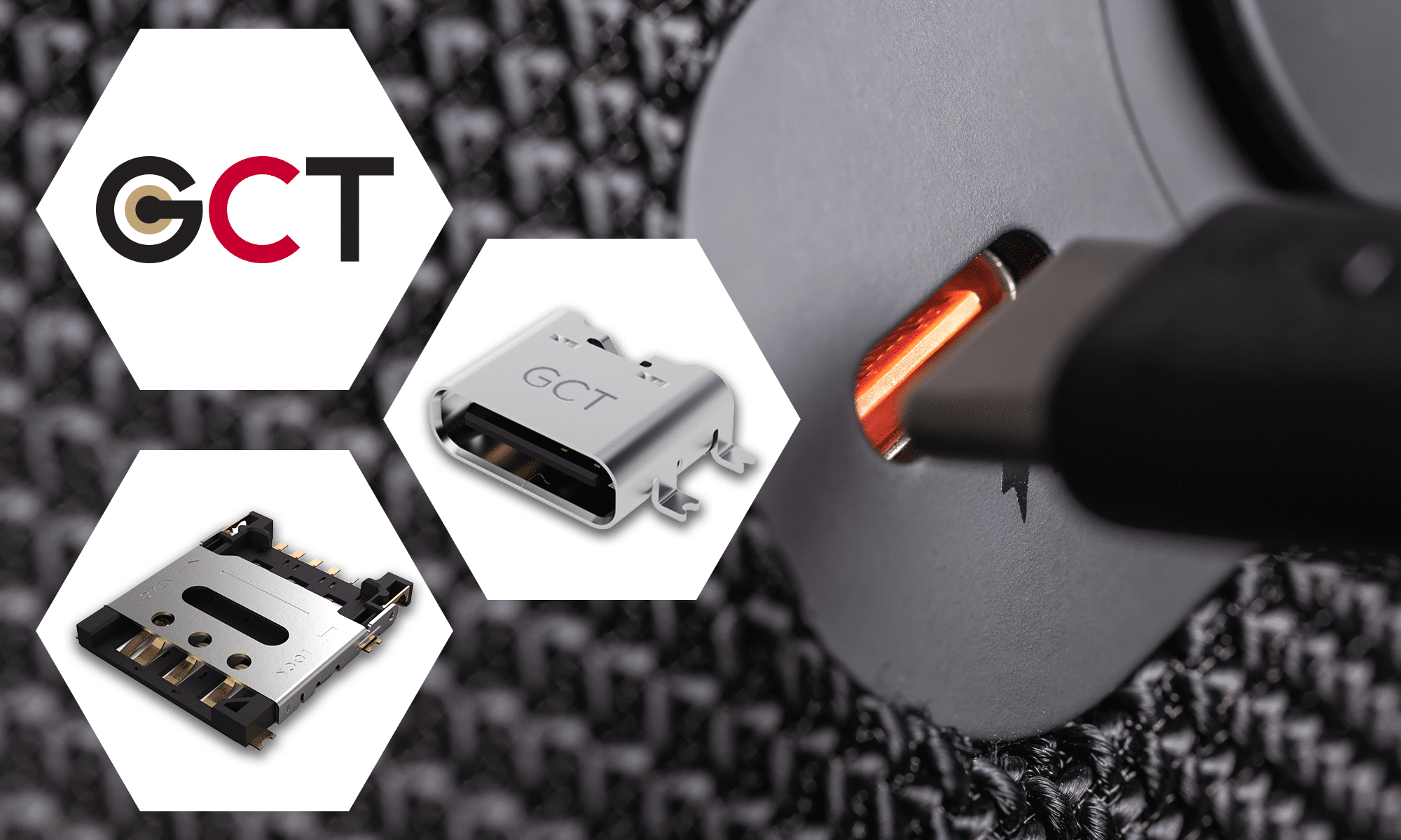 USB-C connectors and SD card slots by GCT