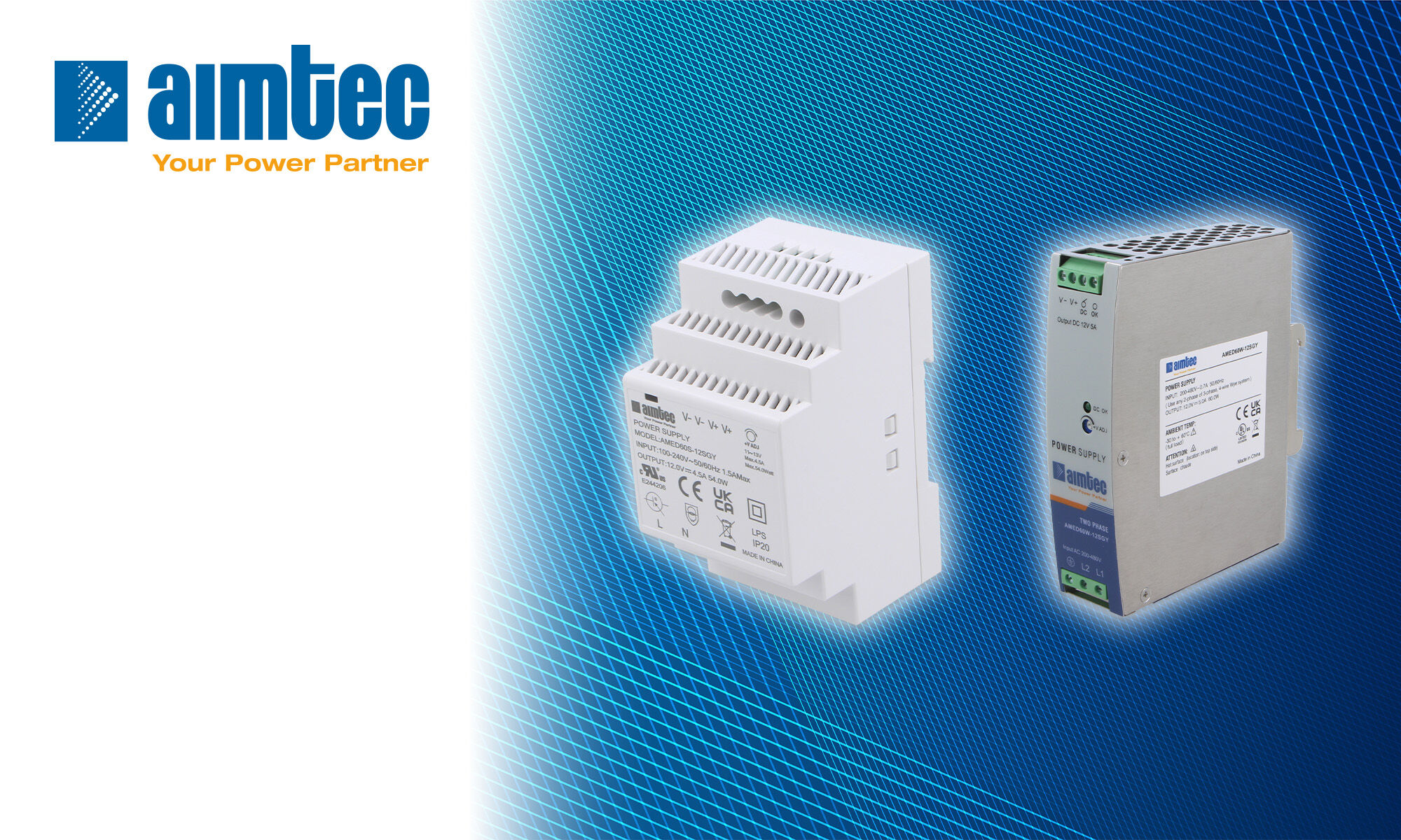 Fontes de Alimentação Chaveadas em Trilho DIN da Aimtec