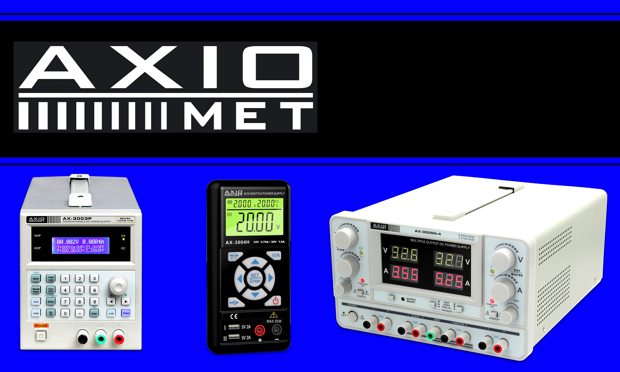 Angebot an Labornetzteilen der Marke Axiomet