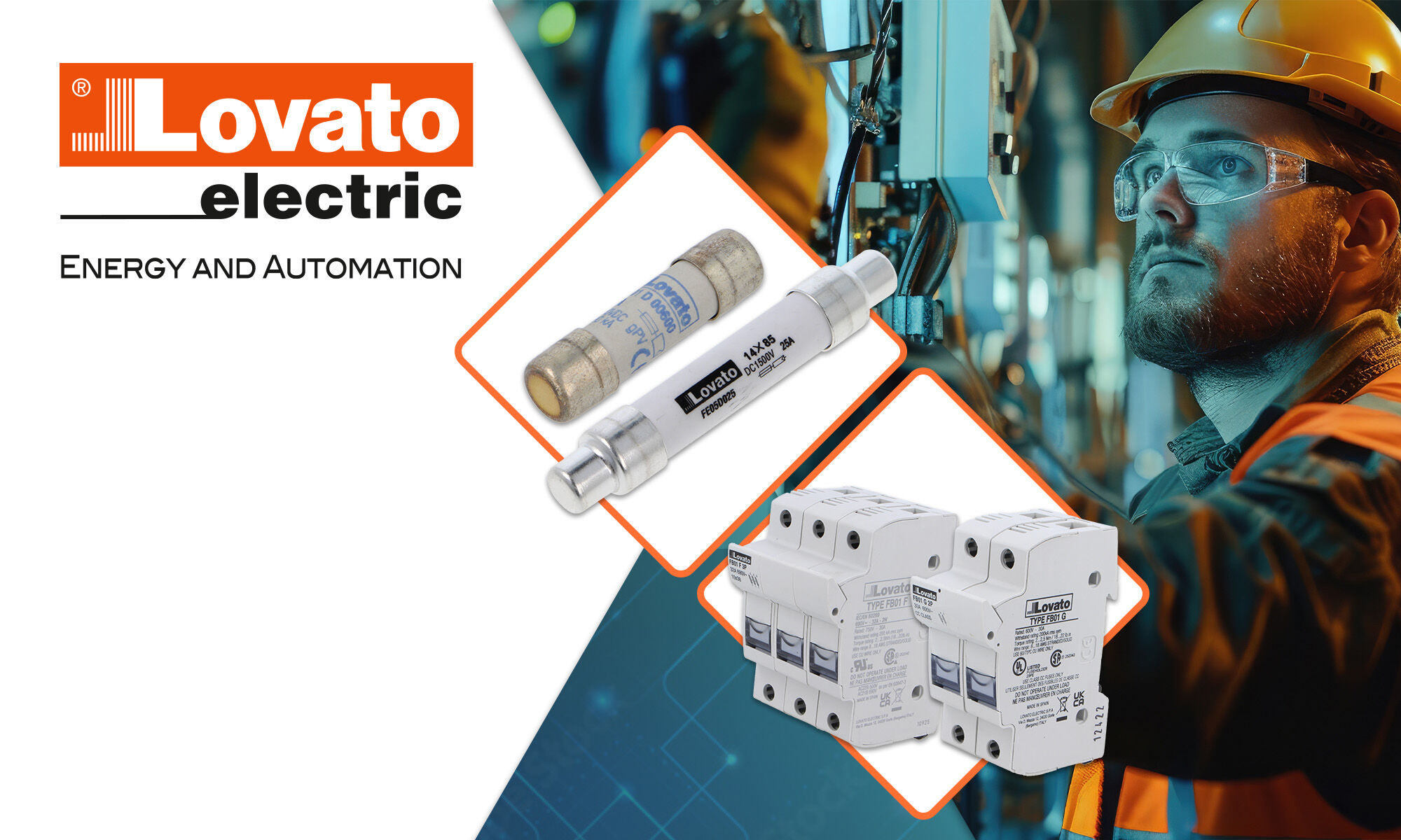 Industrial topical fuses and DIN rail bases from Lovato Electric