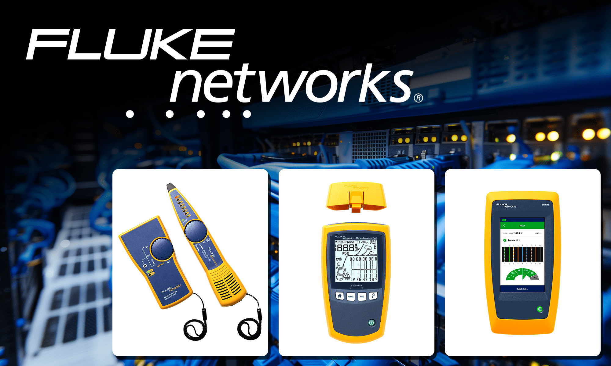 Fluke Networks в офертата на TME - професионални измервателни уреди за тестване и квалификация на мрежи.