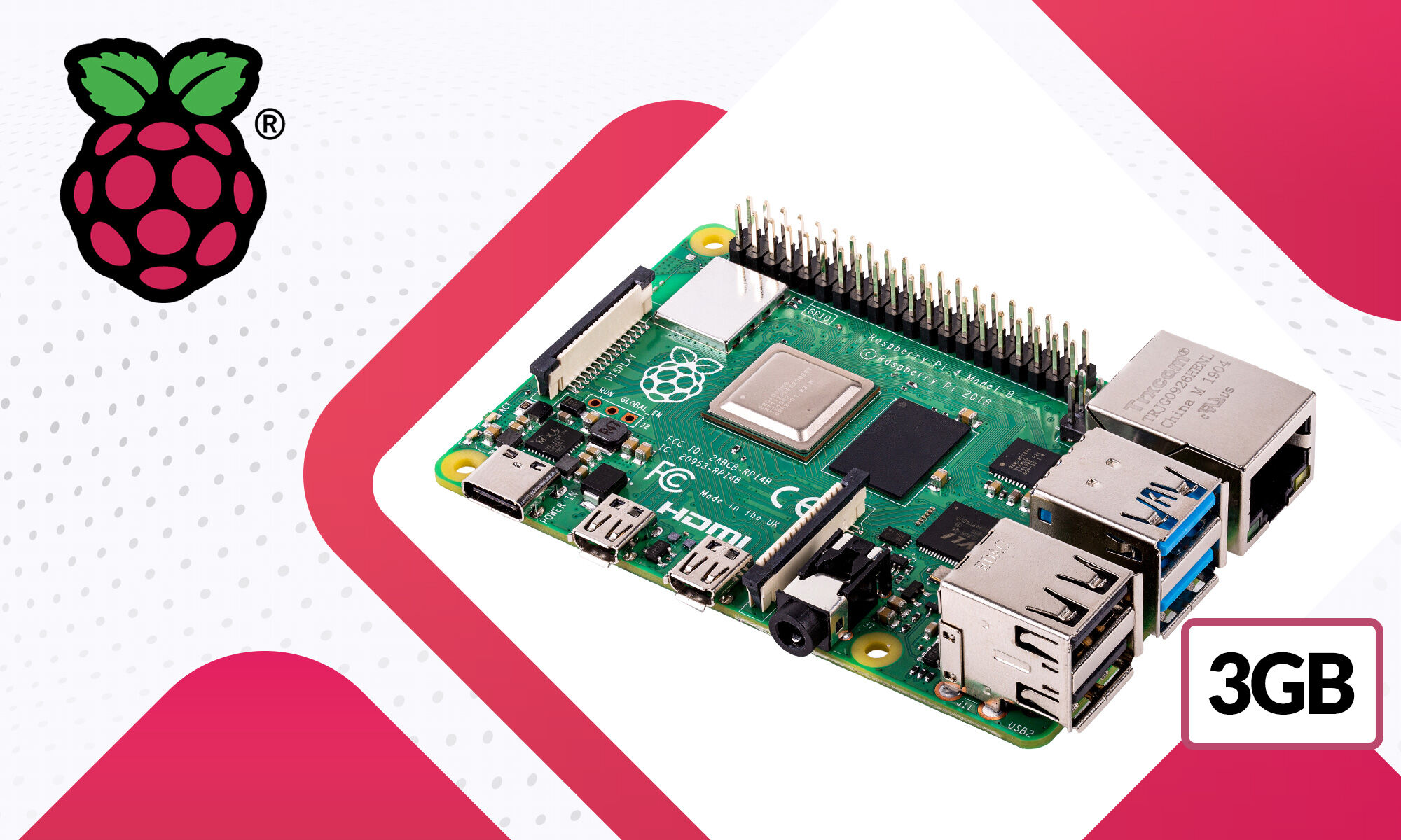 Computadora de placa única Raspberry Pi 4B 3GB RAM