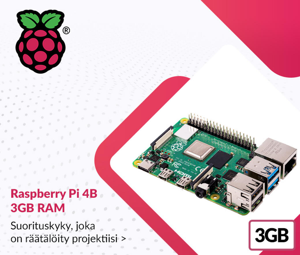 Raspberry Pi 4B 3GB RAM

---

Suorituskyky, joka on räätälöity projektiisi.