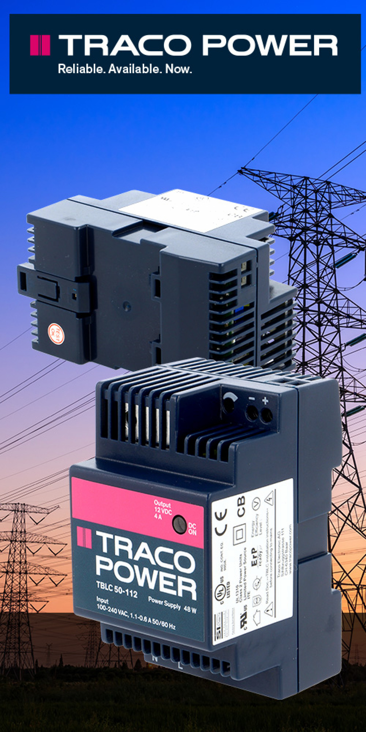 Traco Power DIN railmounted power supply units Electronic components
